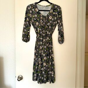 Boden Circle Polka Dot Jersey 3/4 Sleeve Viscose Dress